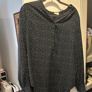 J. Crew Navy and White Polka Dot Blouse